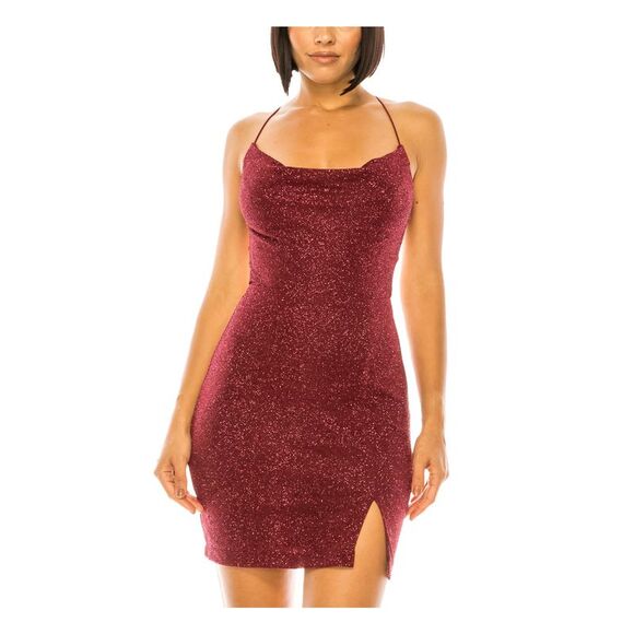 B DARLIN Dresses & Skirts - B DARLIN Womens Short Dress Burgundy Lace-up Open Back Lined Juniors 5\6
